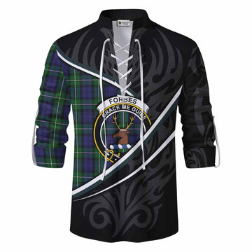 Forbes Tartan Family Crest Ghillie Kilt Shirt Celtic Scottish Thistle Floral