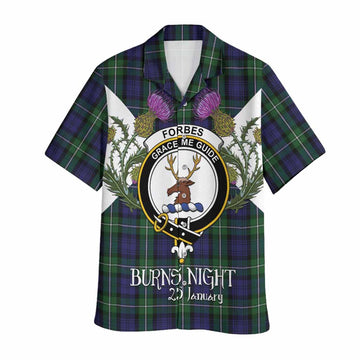 Forbes Tartan Family Crest Hawaiian Shirt Scottish Burns Night Thistle Floral