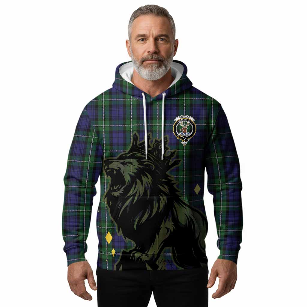 Forbes Tartan Family Crest Hoodie Crowned Lion Roaring