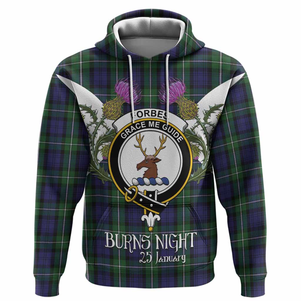 Forbes Tartan Family Crest Hoodie Scottish Burns Night Thistle Floral