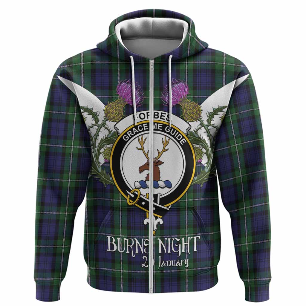 Forbes Tartan Family Crest Hoodie Scottish Burns Night Thistle Floral
