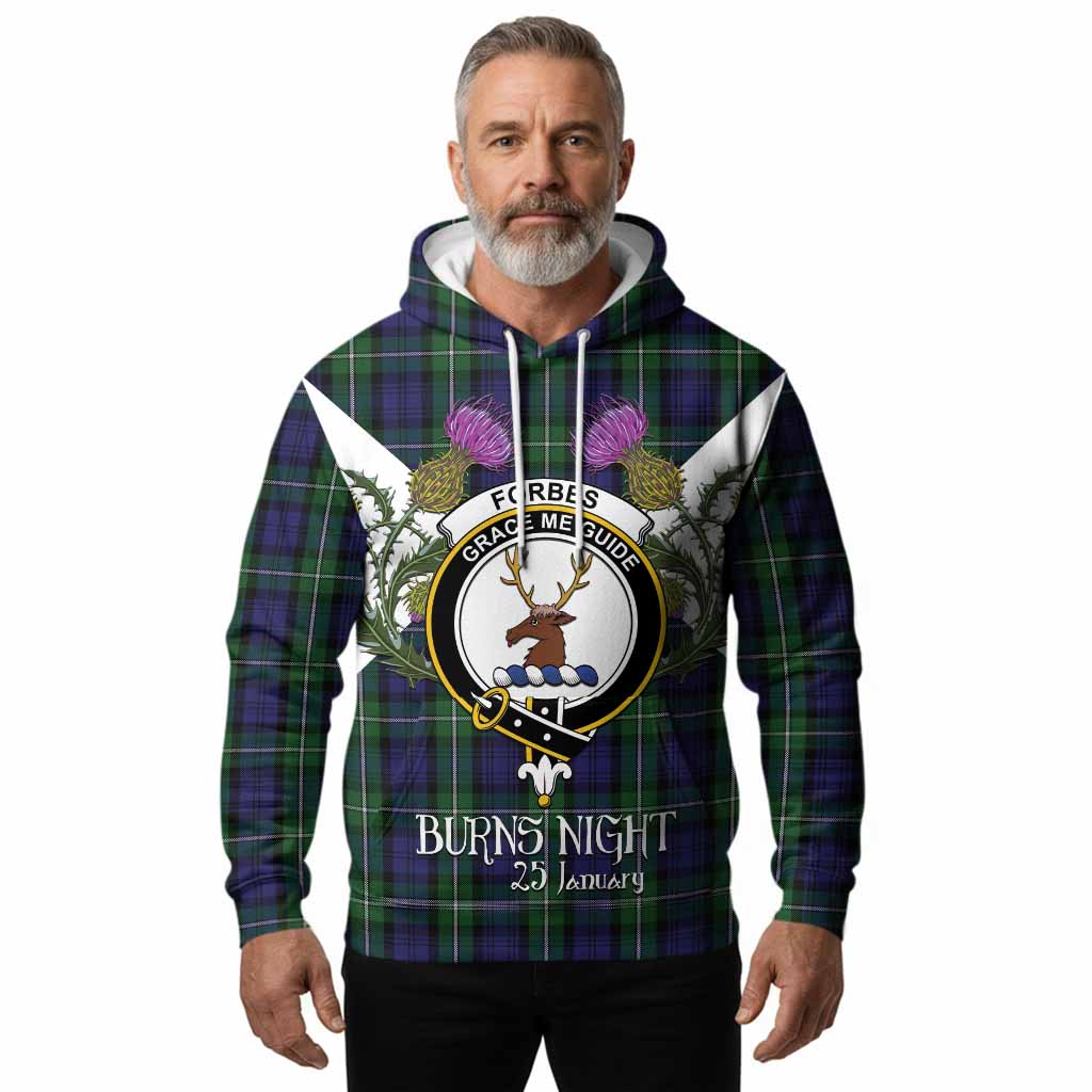 Forbes Tartan Family Crest Hoodie Scottish Burns Night Thistle Floral