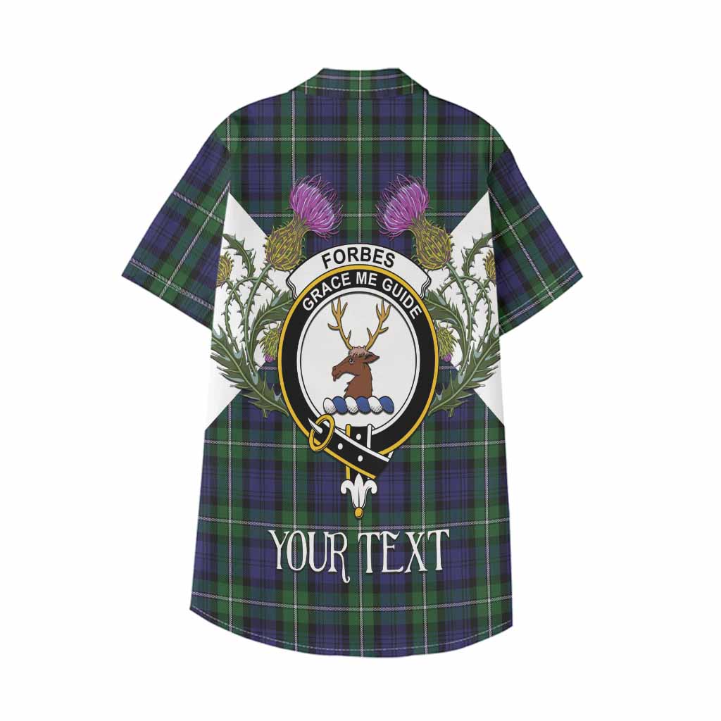 Forbes Tartan Family Crest Kid Hawaiian Shirt Scottish Burns Night Thistle Floral