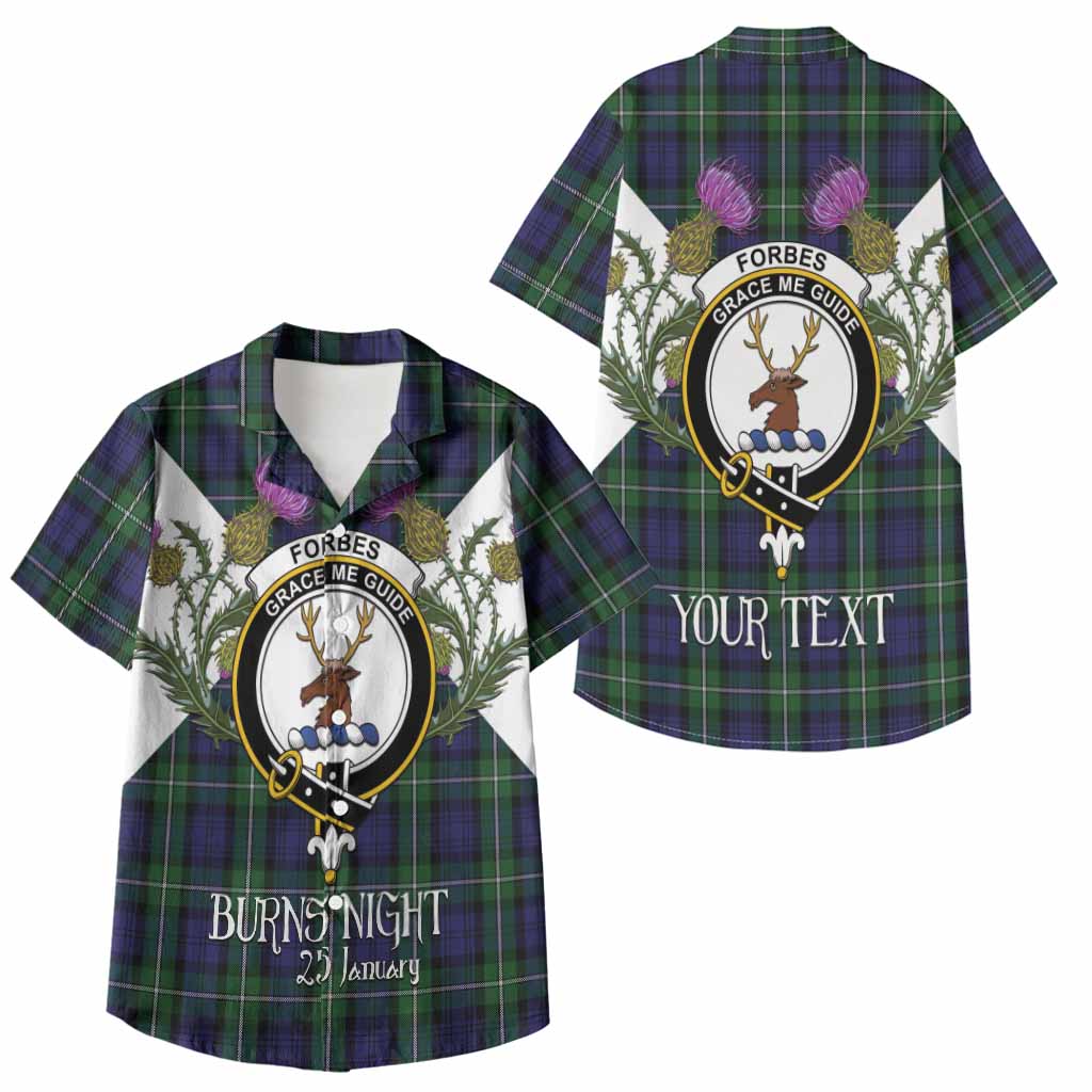 Forbes Tartan Family Crest Kid Hawaiian Shirt Scottish Burns Night Thistle Floral