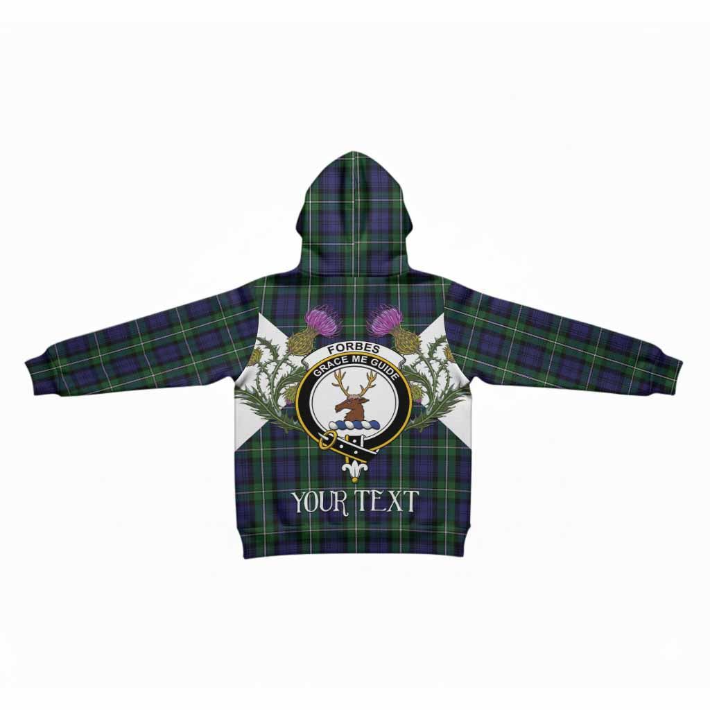Forbes Tartan Family Crest Kid Hoodie Scottish Burns Night Thistle Floral