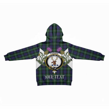 Forbes Tartan Family Crest Kid Hoodie Scottish Burns Night Thistle Floral