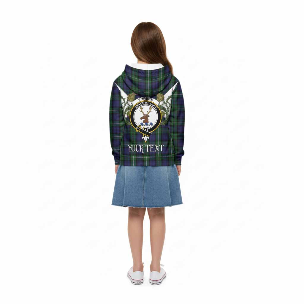 Forbes Tartan Family Crest Kid Hoodie Scottish Burns Night Thistle Floral