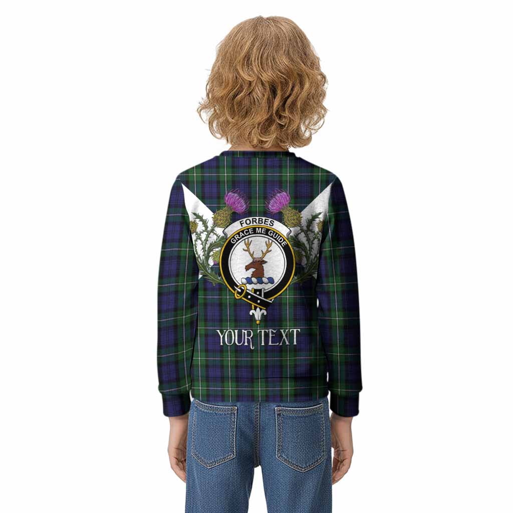 Forbes Tartan Family Crest Kid Knitted Sweatshirt Scottish Burns Night Thistle Floral