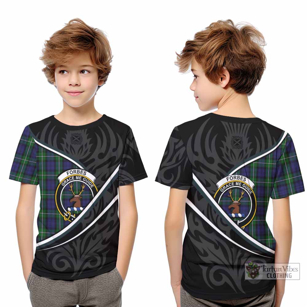Forbes Tartan Family Crest Kid T-shirt Celtic Scottish Thistle Floral - Tartan Vibes Clothing