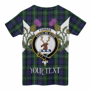 Forbes Tartan Family Crest Kid T-shirt Scottish Burns Night Thistle Floral
