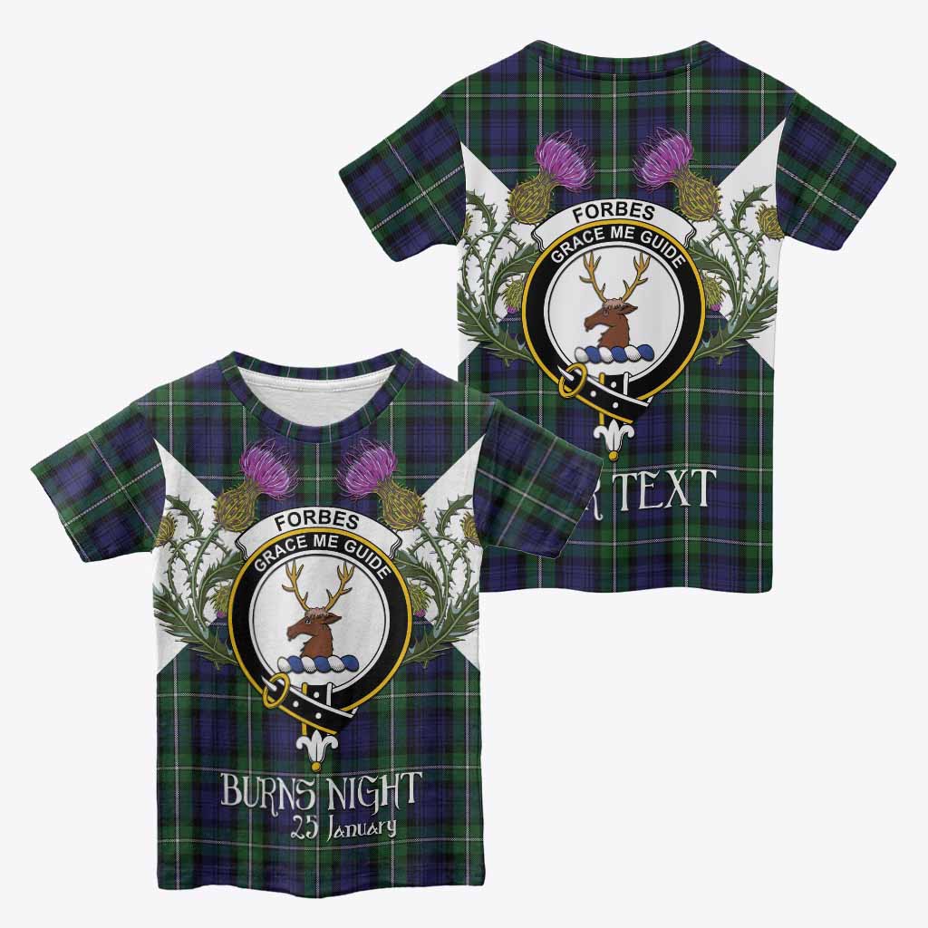 Forbes Tartan Family Crest Kid T-shirt Scottish Burns Night Thistle Floral