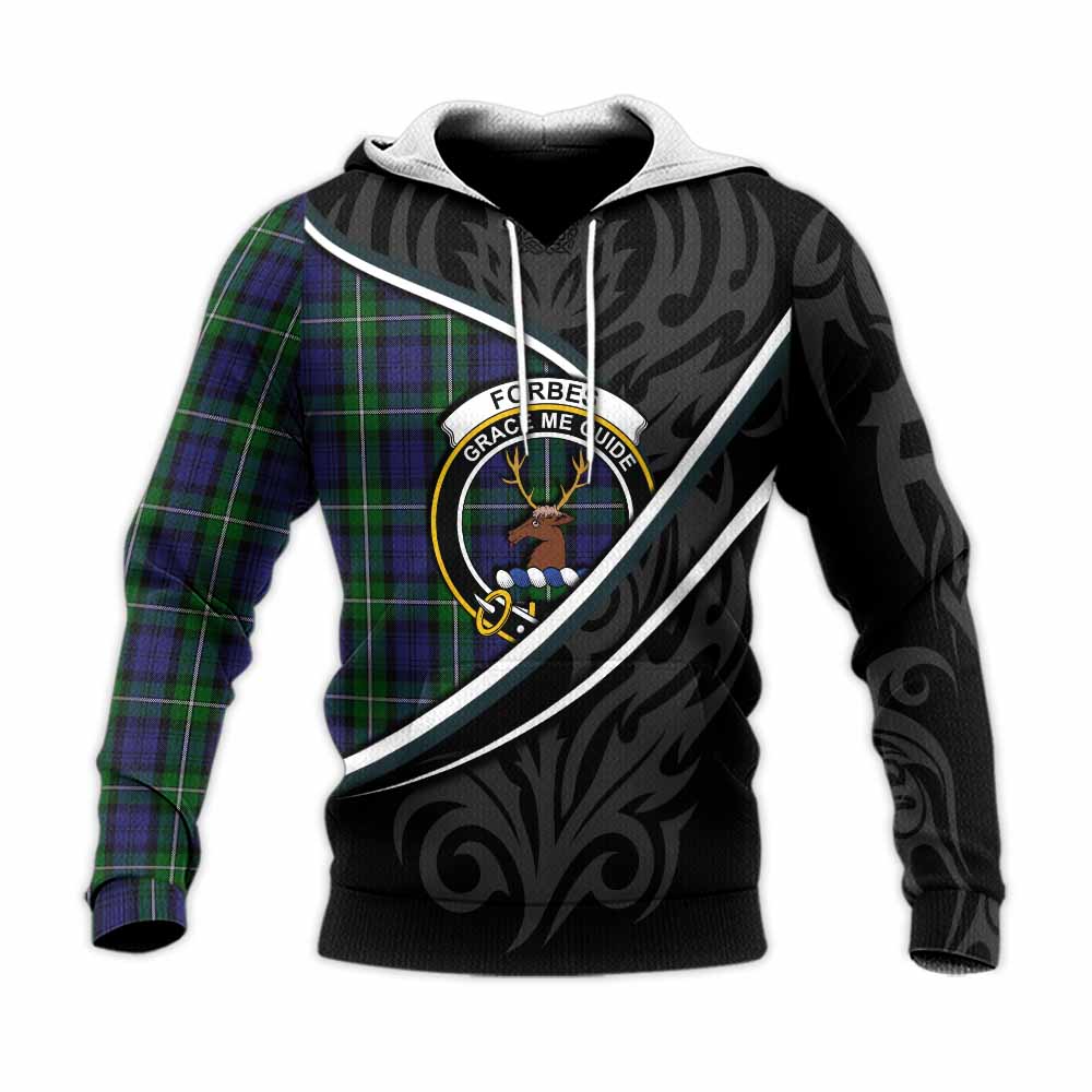Forbes Tartan Family Crest Knitted Hoodie Celtic Scottish Thistle Floral - Tartan Vibes Clothing