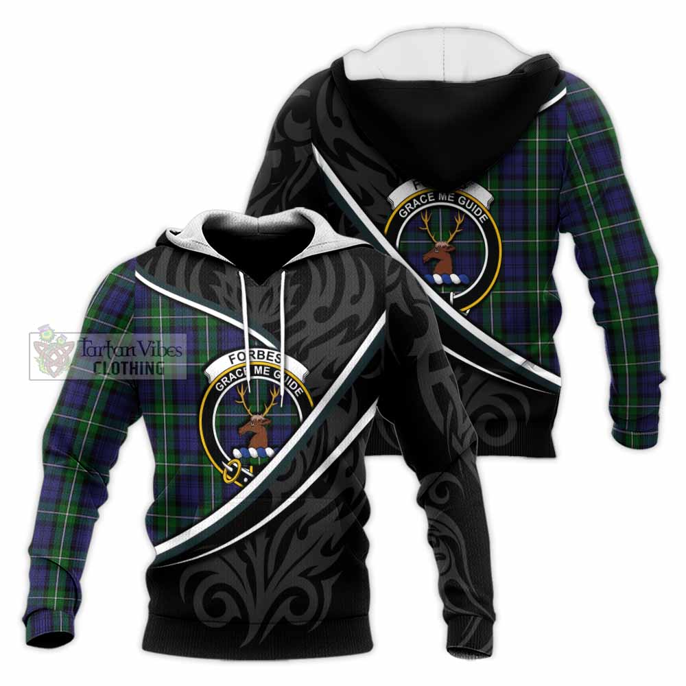 Forbes Tartan Family Crest Knitted Hoodie Celtic Scottish Thistle Floral - Tartan Vibes Clothing