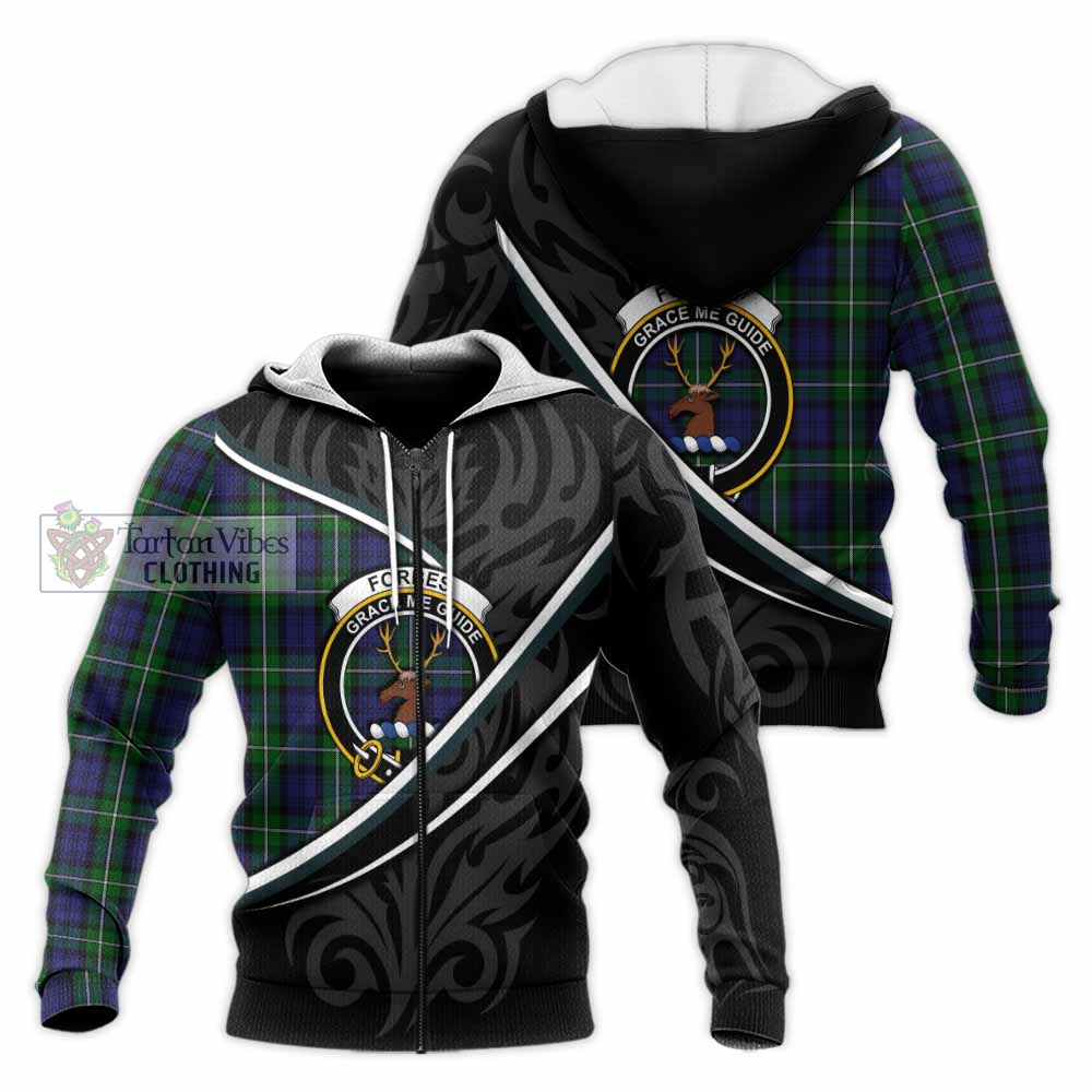 Forbes Tartan Family Crest Knitted Hoodie Celtic Scottish Thistle Floral - Tartan Vibes Clothing