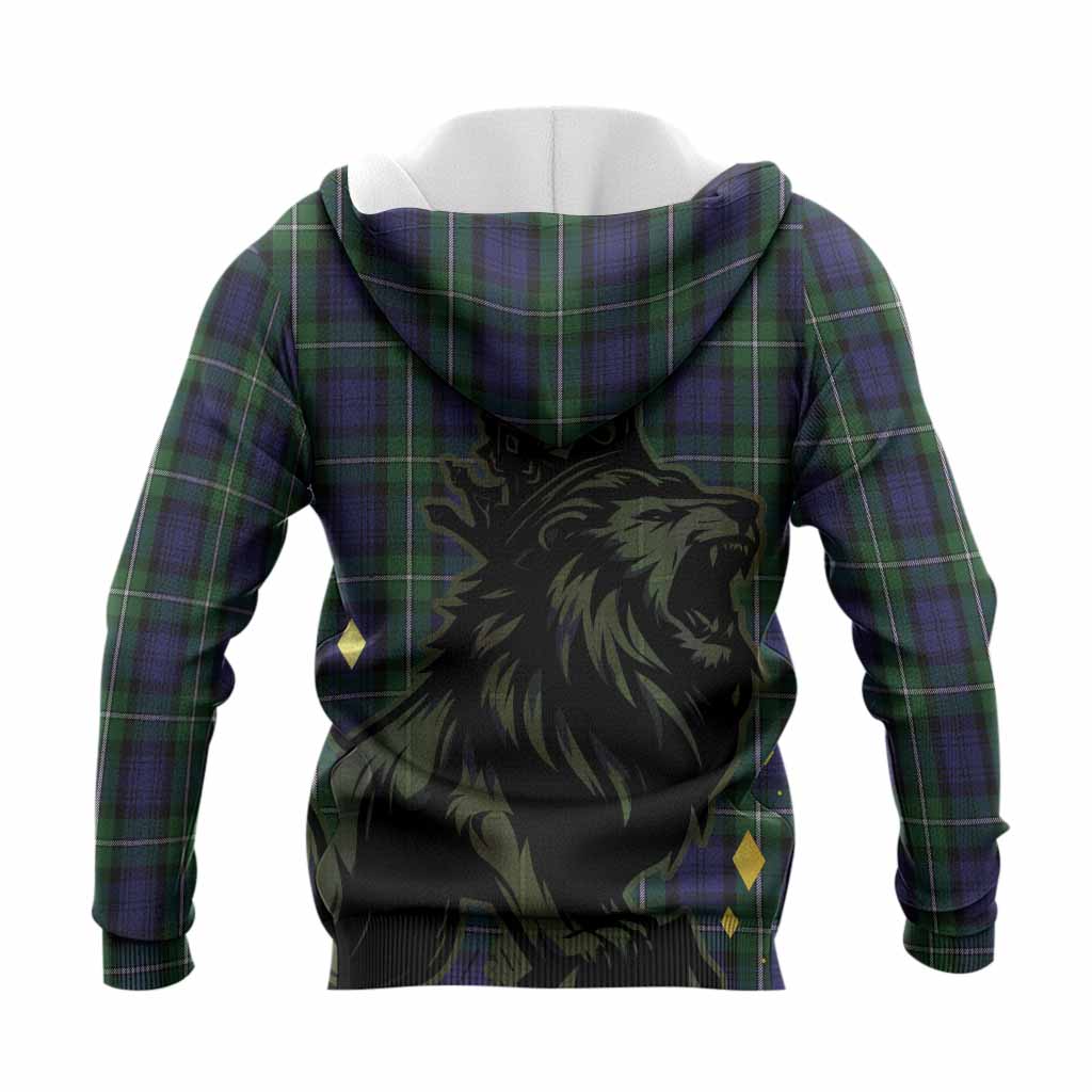 Forbes Tartan Family Crest Knitted Hoodie Crowned Lion Roaring