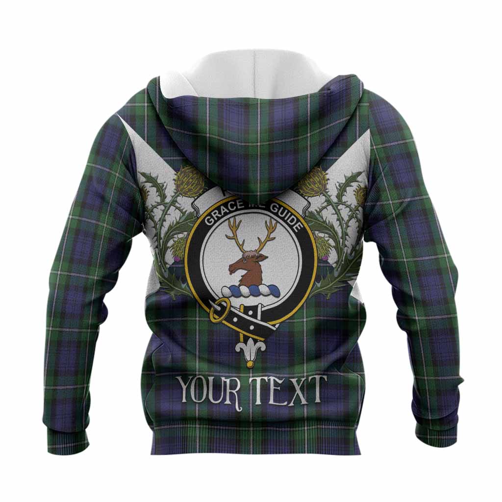 Forbes Tartan Family Crest Knitted Hoodie Scottish Burns Night Thistle Floral