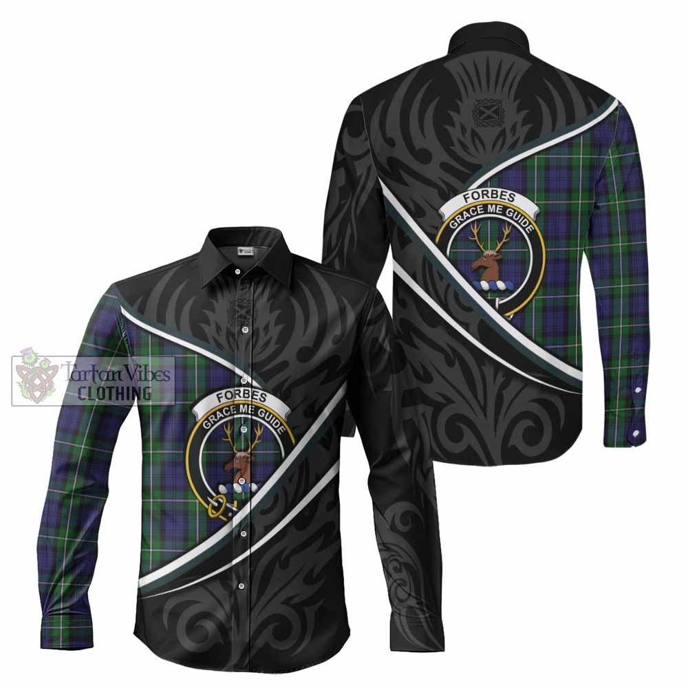 Forbes Tartan Family Crest Long Sleeve Button Shirts Celtic Scottish Thistle Floral - Tartan Vibes Clothing