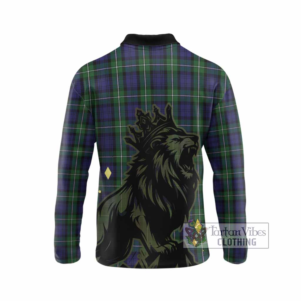 Forbes Tartan Family Crest Long Sleeve Polo Shirt Crowned Lion Roaring
