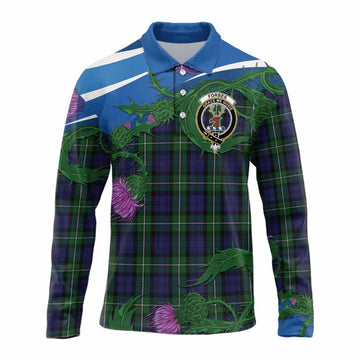 Forbes Tartan Family Crest Long Sleeve Polo Shirt Thistle in Minimalism