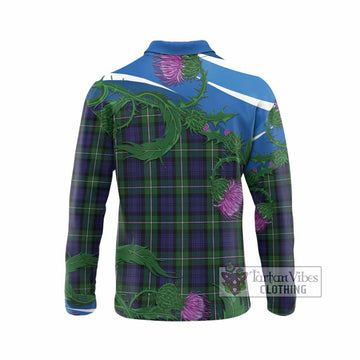 Forbes Tartan Family Crest Long Sleeve Polo Shirt Thistle in Minimalism