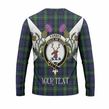 Forbes Tartan Family Crest Long Sleeve T-Shirt Scottish Burns Night Thistle Floral