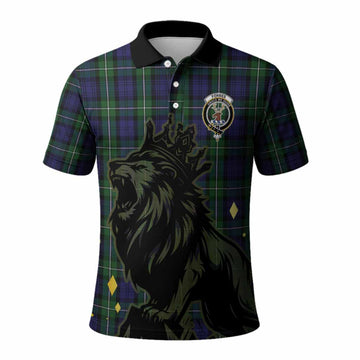 Forbes Tartan Family Crest Polo Shirt Crowned Lion Roaring