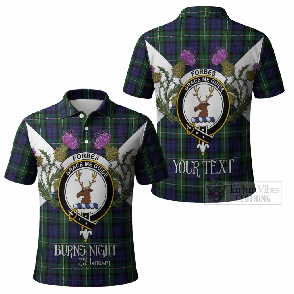 Forbes Tartan Family Crest Polo Shirt Scottish Burns Night Thistle Floral