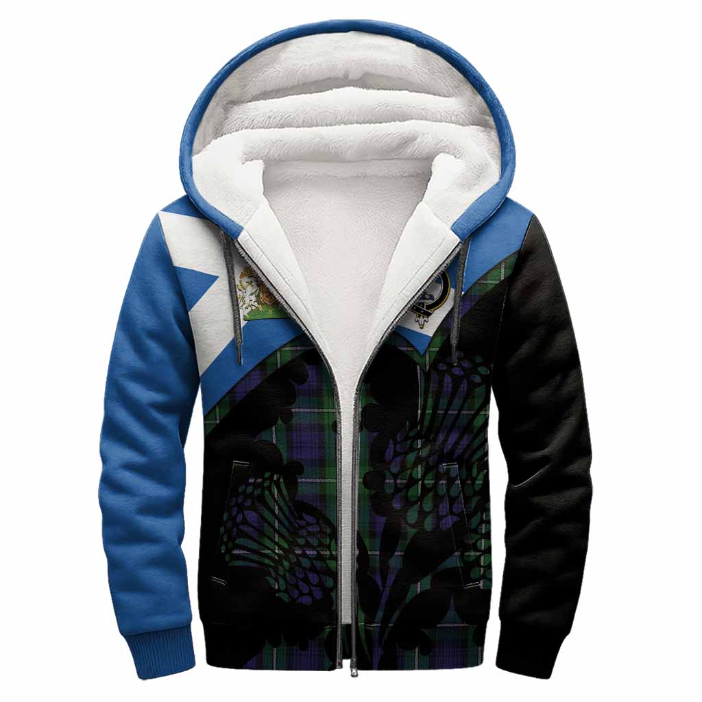Forbes Tartan Family Crest Sherpa Hoodie Scotland Thistle Floral Flag Style