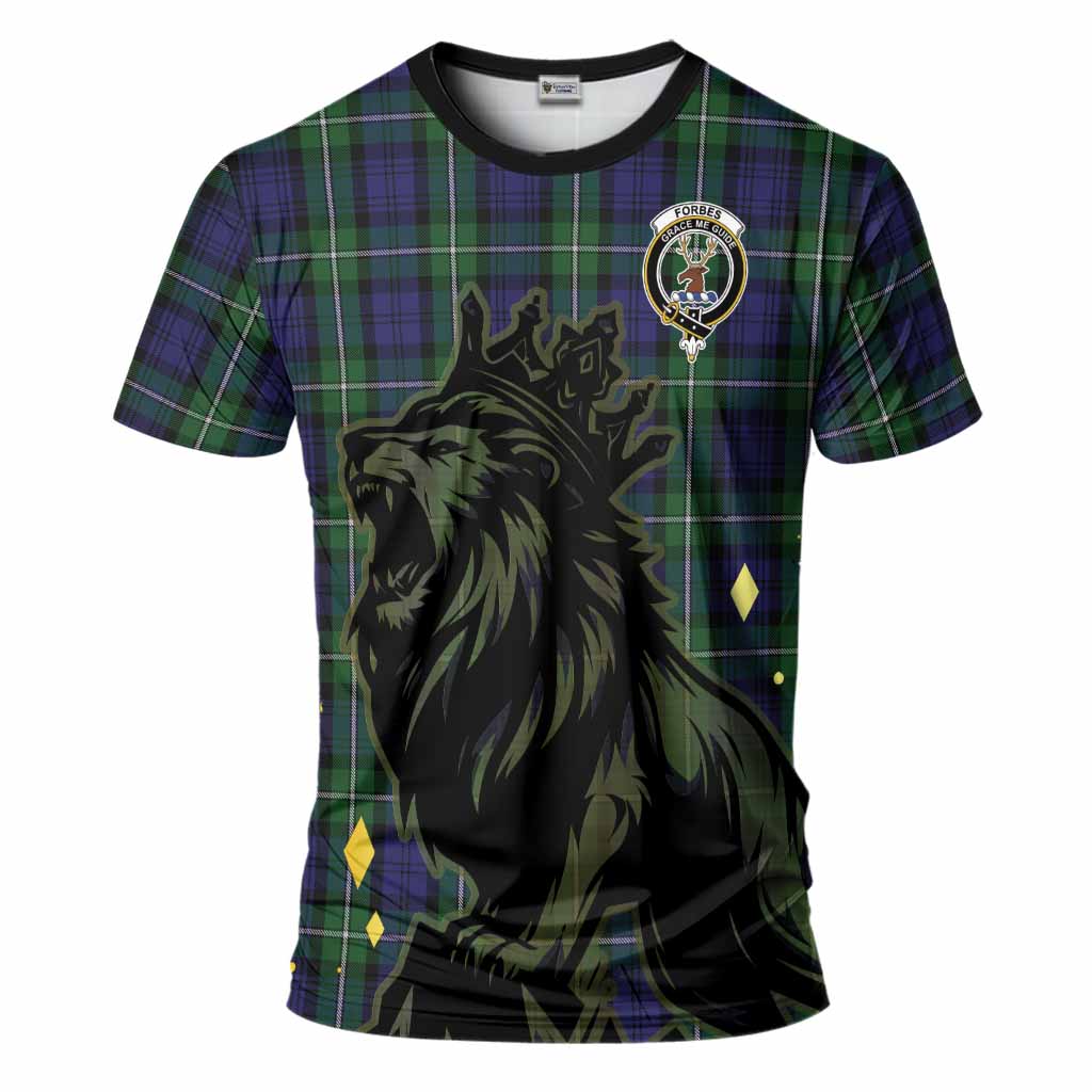 Forbes Tartan Family Crest T-Shirt Crowned Lion Roaring