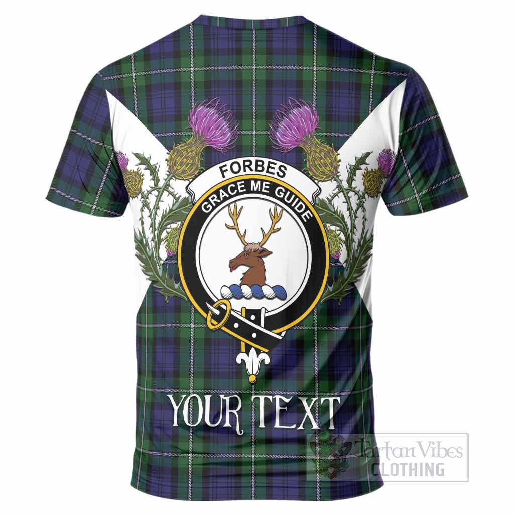 Forbes Tartan Family Crest T-Shirt Scottish Burns Night Thistle Floral