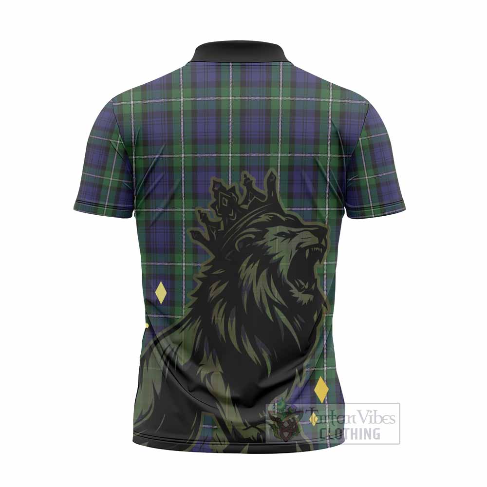 Forbes Tartan Family Crest Zipper Polo Shirt Crowned Lion Roaring