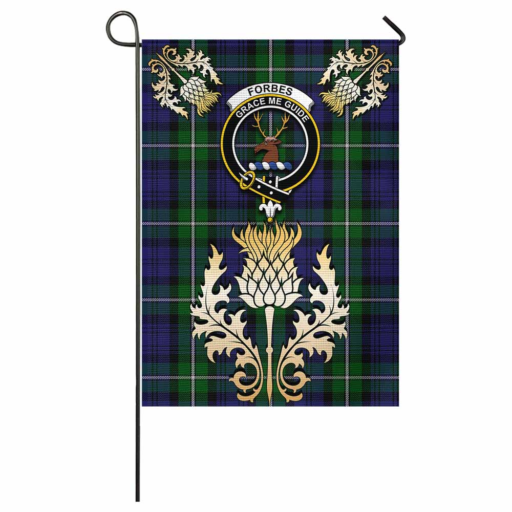 Forbes Tartan Garden Flag with Golden Regal Scottish Thistle Emblem - Tartan Vibes Clothing