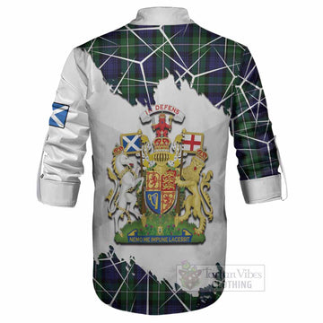Forbes Tartan Ghillie Shirt with Family Crest and Lion Rampant Grunge Style