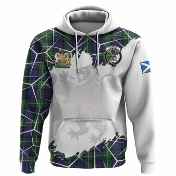 Forbes Tartan Hoodie with Family Crest and Lion Rampant Grunge Style