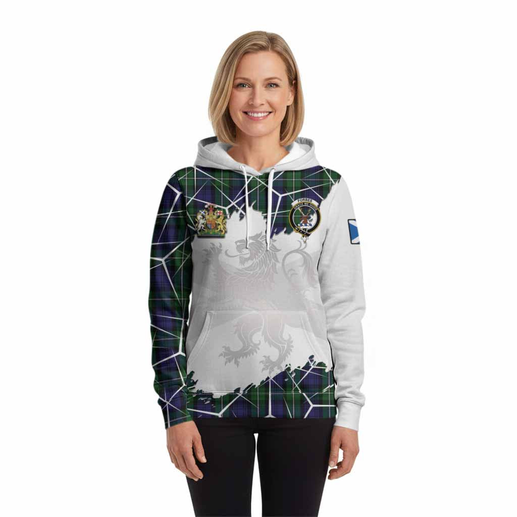 Forbes Tartan Hoodie with Family Crest and Lion Rampant Grunge Style