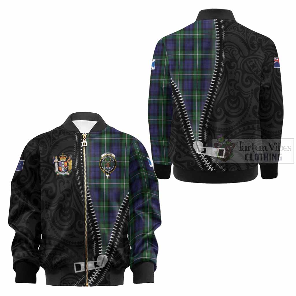 Forbes Tartan Kid Bomber Jacket New Zealand Pattern Unique Zipper Stylized