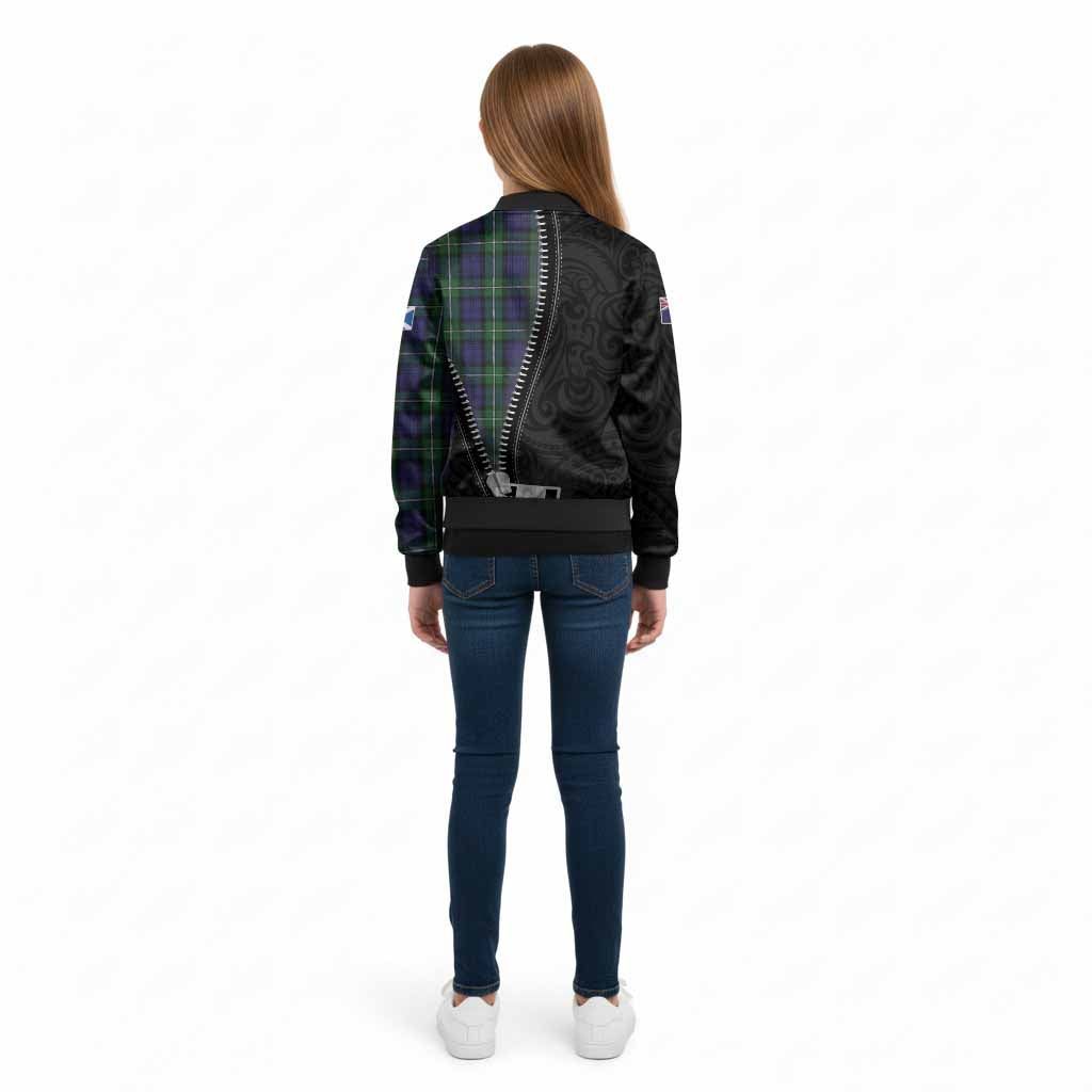 Forbes Tartan Kid Bomber Jacket New Zealand Pattern Unique Zipper Stylized