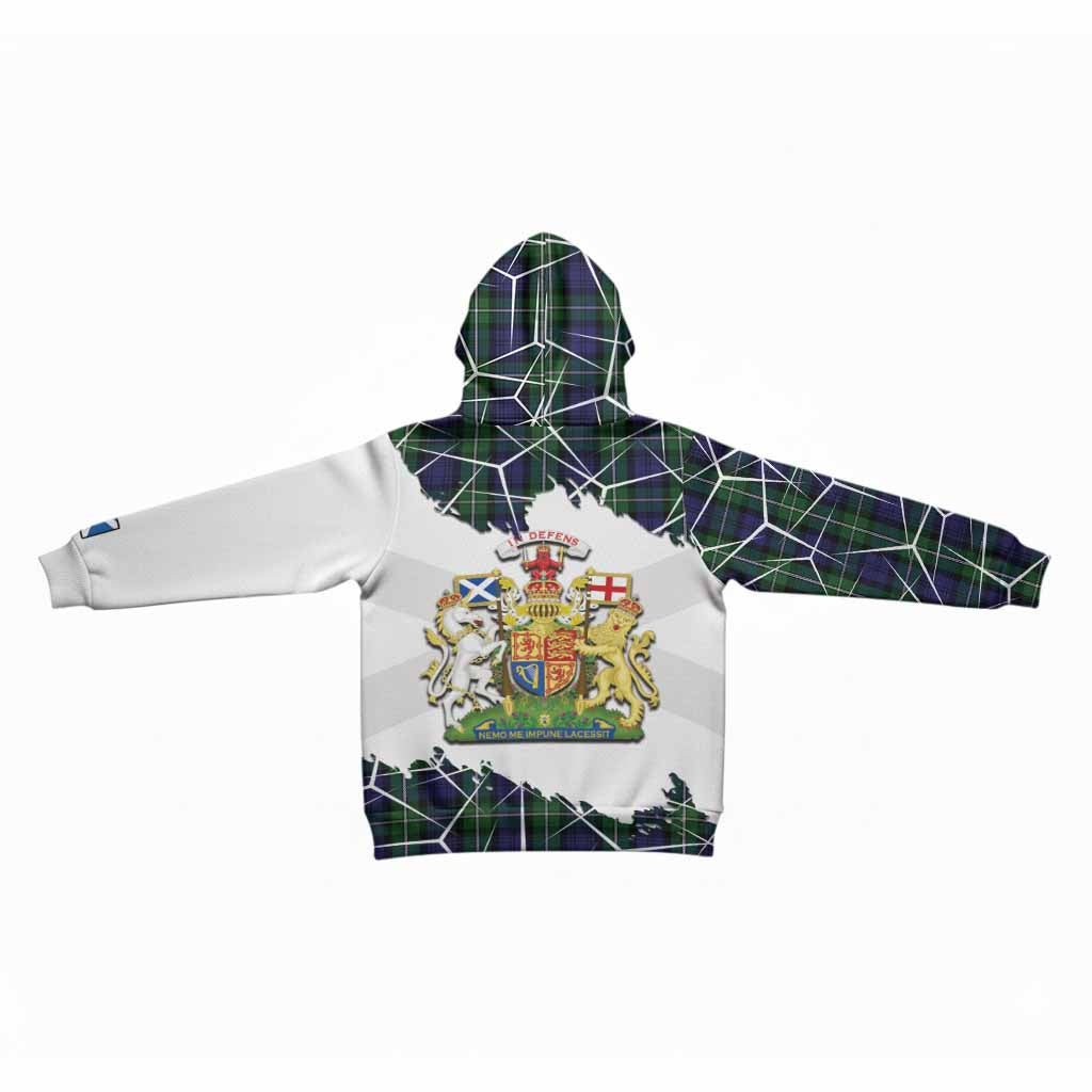 Forbes Tartan Kid Hoodie with Family Crest and Lion Rampant Grunge Style