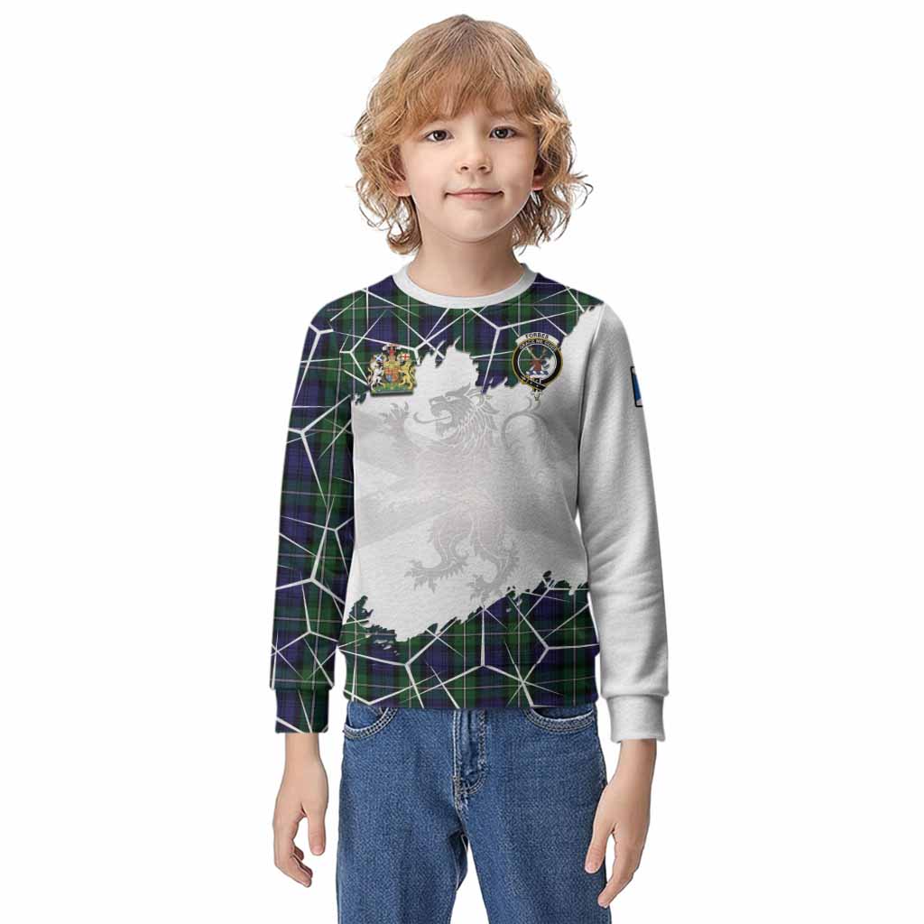 Forbes Tartan Kid Knitted Sweatshirt with Family Crest and Lion Rampant Grunge Style