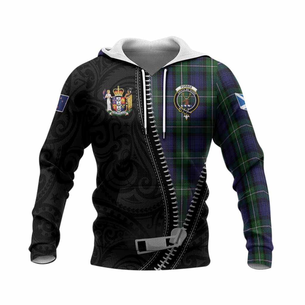 Forbes Tartan Knitted Hoodie New Zealand Pattern Unique Zipper Stylized