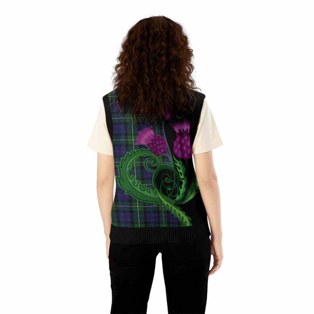 Forbes Tartan Knitted V-Neck Vest Traditional Scottish Thistle