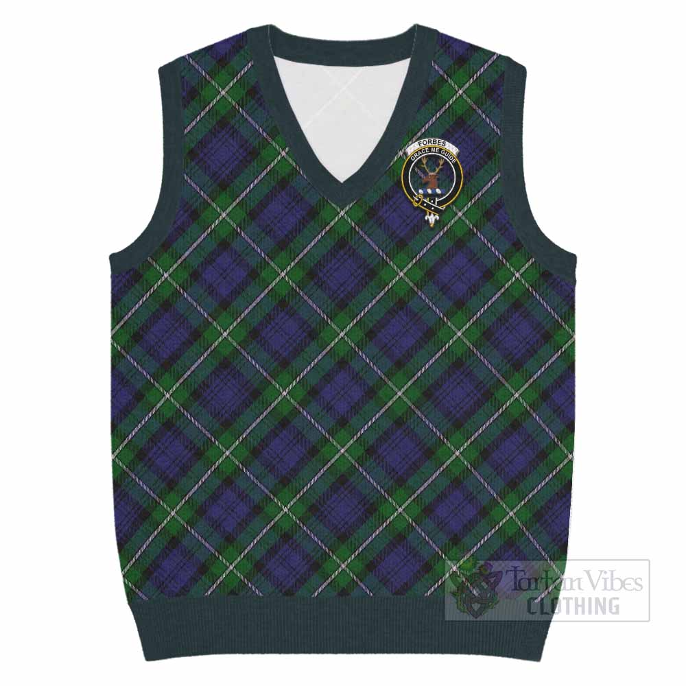 Forbes Tartan Knitted V-Neck Vest with Family Crest Cross Style