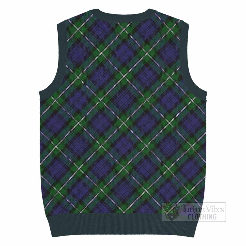 Forbes Tartan Knitted V-Neck Vest with Family Crest Cross Style