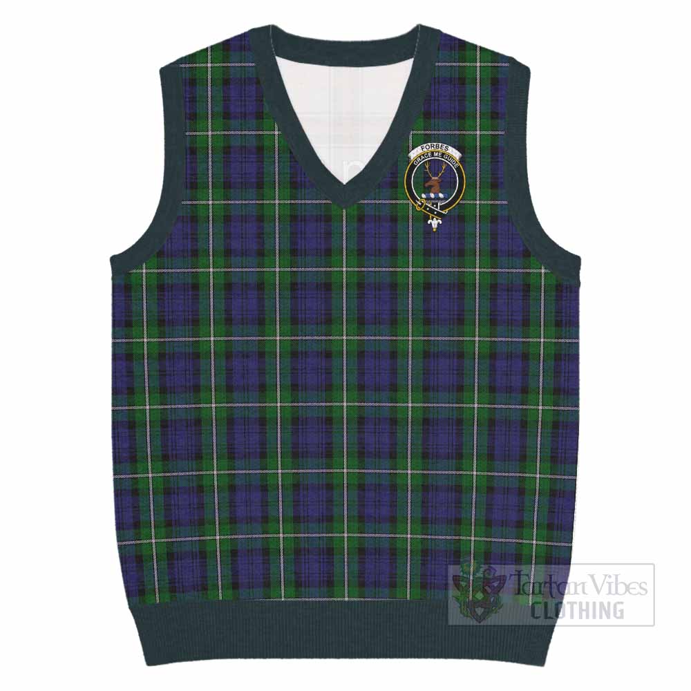 Forbes Tartan Knitted V-Neck Vest with Family Crest - Tartan Vibes Clothing