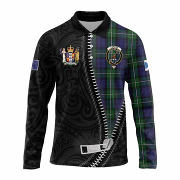 Forbes Tartan Long Sleeve Polo Shirt New Zealand Pattern Unique Zipper Stylized
