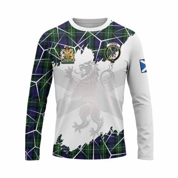 Forbes Tartan Long Sleeve T-Shirt with Family Crest and Lion Rampant Grunge Style