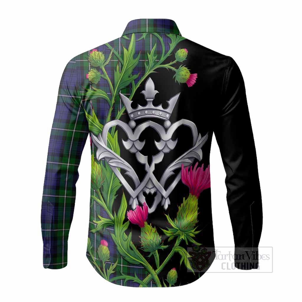 Forbes Tartan Luckenbooth Long Sleeve Button Shirts Silver Heart Crown Thistle Floral