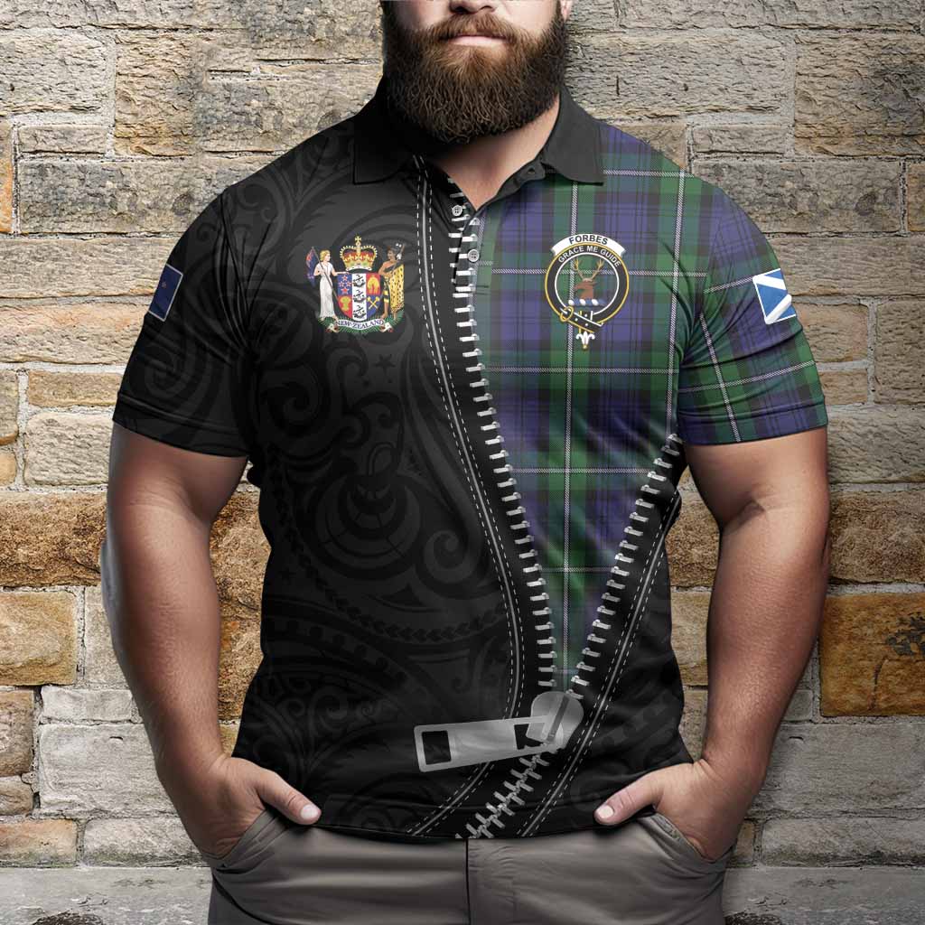 Forbes Tartan Polo Shirt New Zealand Pattern Unique Zipper Stylized