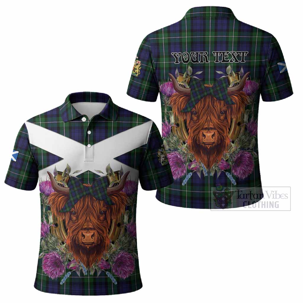 Forbes Tartan Polo Shirt Scottish Thistle Heilan Coo