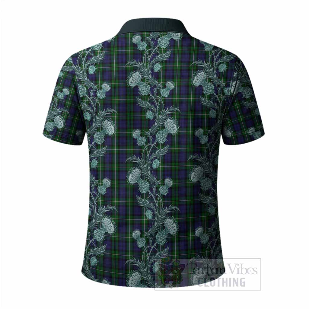 Forbes Tartan Polo Shirt Seamless Scottish Thistle Flowers